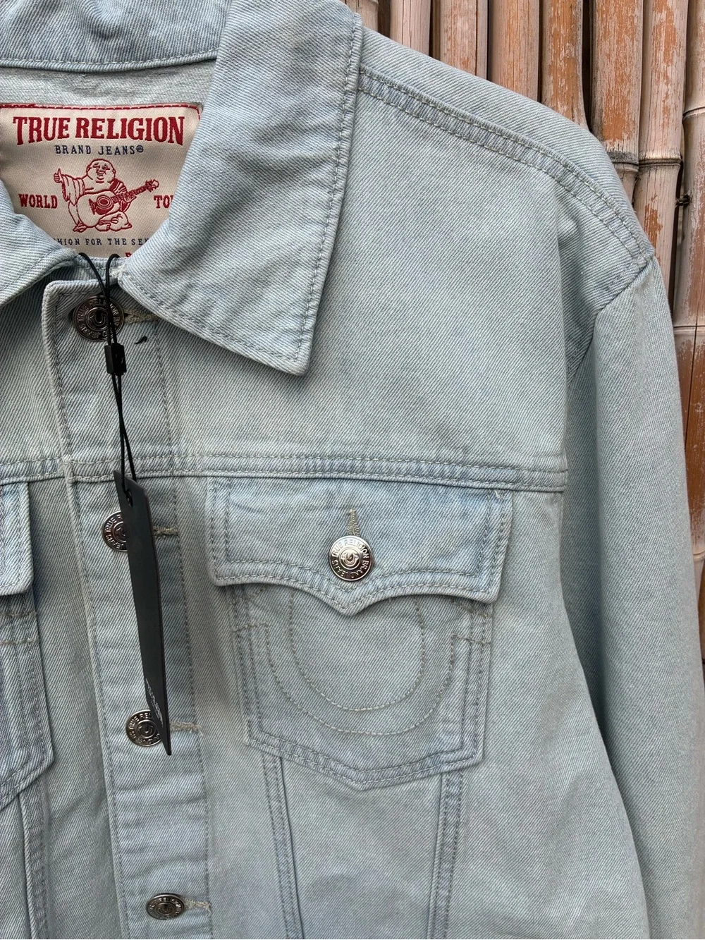 True Religion Men’s Light Wash Denim Jacket - Pale Blue
